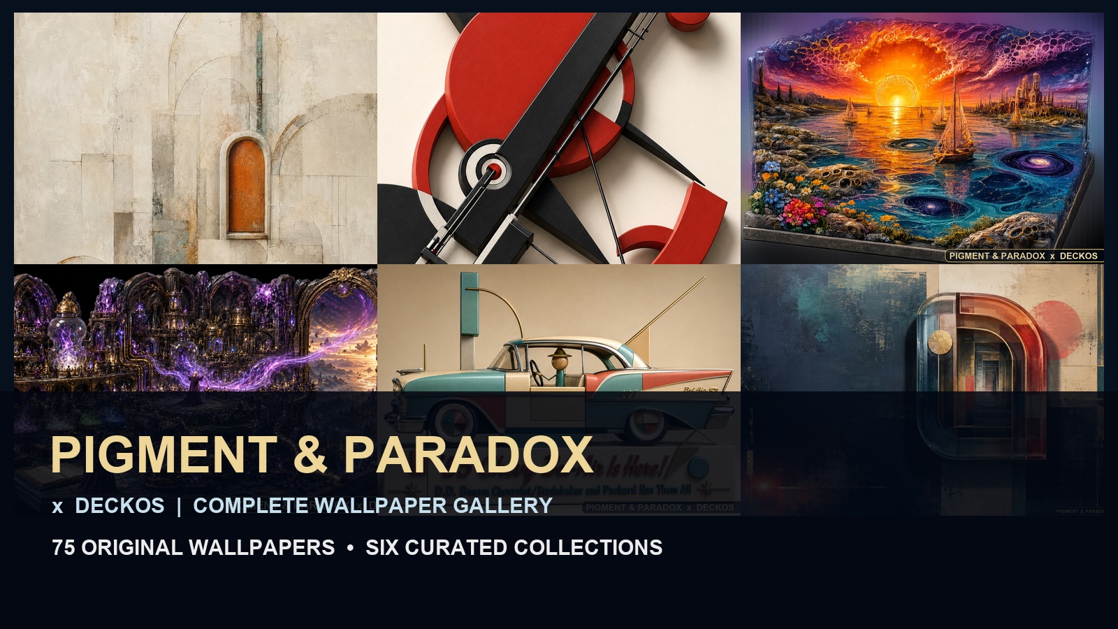 Pigment and Paradox complete wallpaper gallery featuring six original art styles